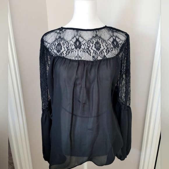 Parker black lace sheer blouse - Picture 1 of 7